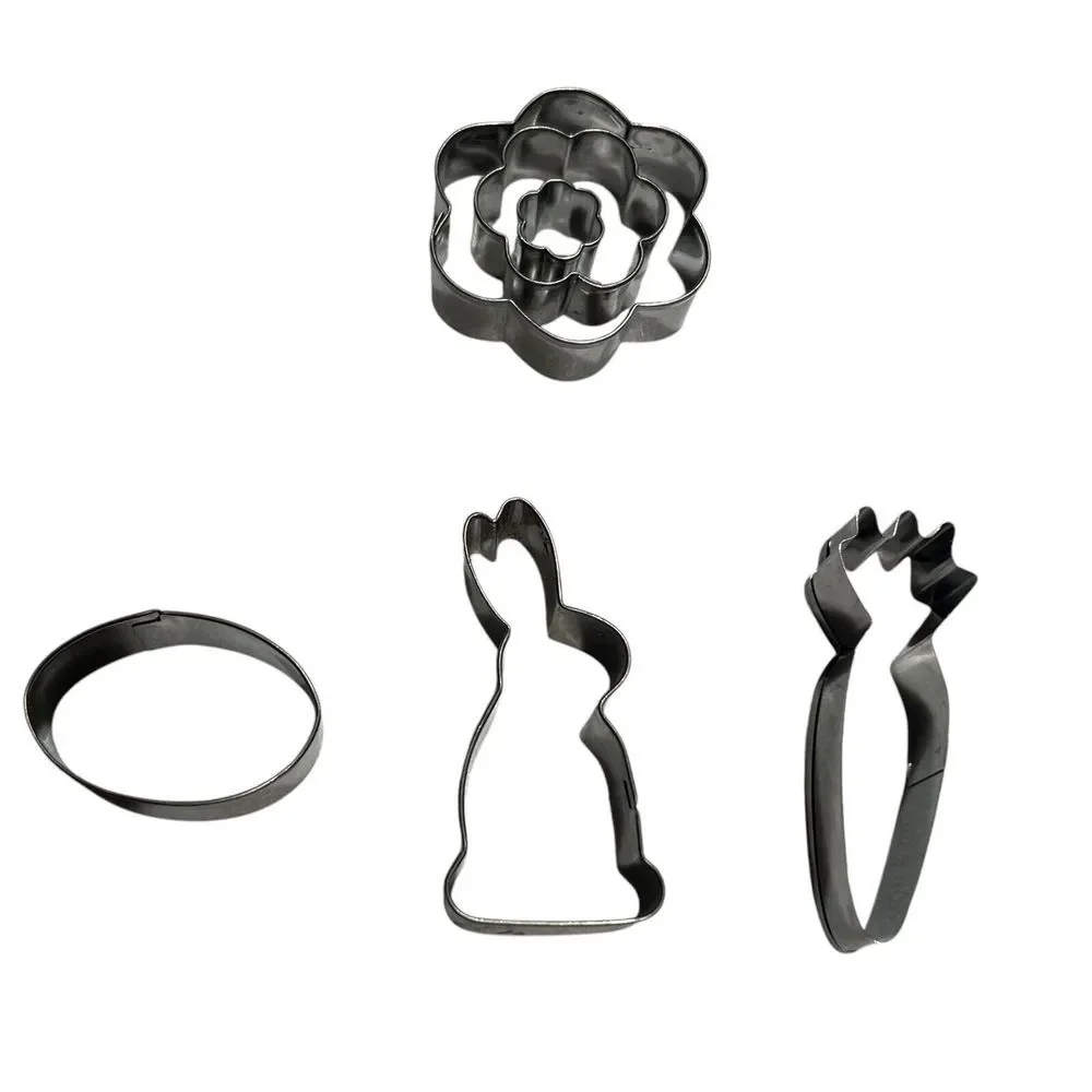 Easter Cookie Cutter Set Of 6 Metal Pieces Flower (3 Sizes) Egg‎ Carrot Bunny